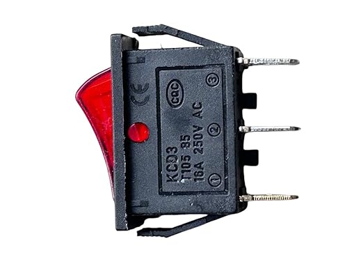 Illuminated 250V 3-Prong Rocker Switch (Model 120927-24) for Electric Fireplaces Compatible with FMI Desa 29-159-1 Heater, Switch Part Number 28785