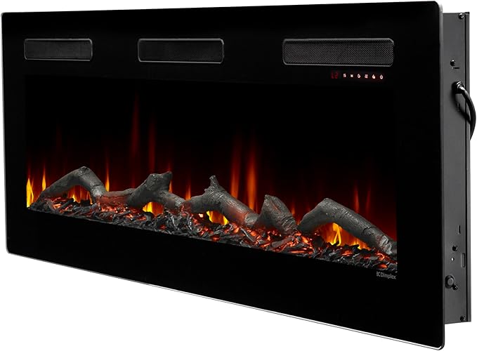 Dimplex Sierra Electric Fireplace Heater, 60" Inch, Black, 1400W - Wall Mounted Linear Fireplace with Realistic Flames, Adjustable Ember Bed, Remote Control - Thin Fireplace for Living Room, Bedroom
