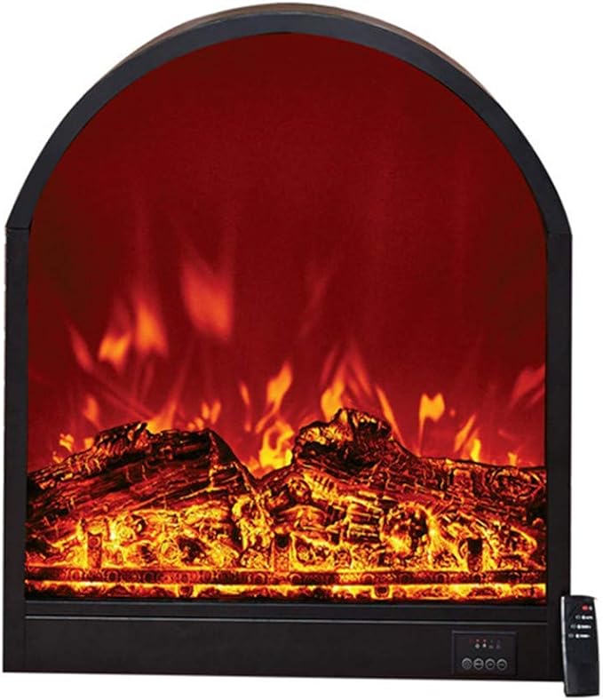 Electric Fireplace Wall Insert Arc Shaped Electric Fireplace Heater with W/Logs Flames Ornamental Freestanding Recessed Electric Stove Heater W/Smart Remote Control 1800W Wisdom