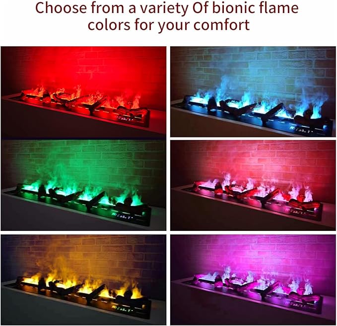 78.74 Inch APP RGB 3D Charcoal Water Vapor Fireplace Atomizing Fireplace Recessed Electric Fireplace Remote Control with Timer Touch Simulation Flame Touch Flame Multiple Colors