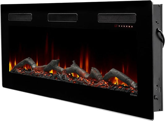 Dimplex Sierra Electric Fireplace Heater, 60" Inch, Black, 1400W - Wall Mounted Linear Fireplace with Realistic Flames, Adjustable Ember Bed, Remote Control - Thin Fireplace for Living Room, Bedroom