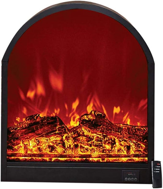 Electric Fireplace Wall Insert Arc Shaped Electric Fireplace Heater with W/Logs Flames Ornamental Freestanding Recessed Electric Stove Heater W/Smart Remote Control 1800W Wisdom