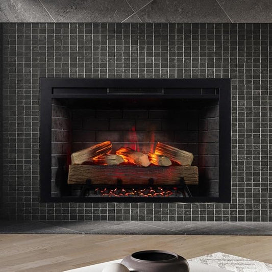 Modern Ember Uptown 36" Smart Electric Fireplace Insert with Remote Control, Compatible with Alexa and Google Assistant - 1,000 Sq Ft Electric Heater with Realistic Flames and Log Set
