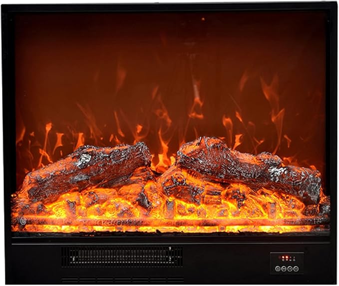 Fireplace Grate 25.9"×7.1"×22.0" Electric Fireplace Heater Dynamic Flame Effect Recessed Electric Fireplace 1500W Black Metal Frame Room Heater with Remote Control Fireplaces for Living Room