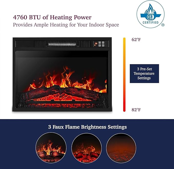 70" Electric Fireplace with Mantel and Cabinets, Fireplace TV Stand for Living Room Bedroom, LED Light, Stacked Stone Surround and Remote Control 3D Realistic Flame